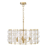 Yuridia 4 Light Pendant Satin Gold and Ribbed Glass